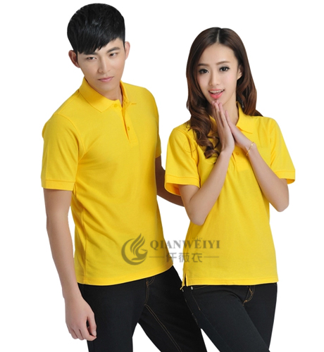 2015春夏季服务行业金色短袖广告衫