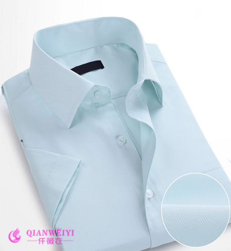 2015秋冬季企业白领蓝色短袖衬衫